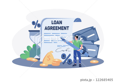 Man With The Loan Agreement Illustration concept on white background 122685405