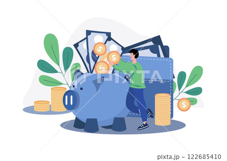 Man Saving Money Illustration concept on white background Man Saving Money Illustration concept on white background 122685410