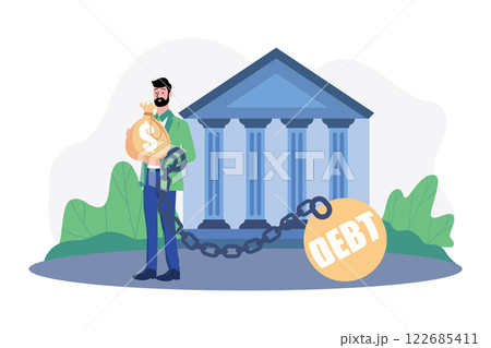 Man Under Debt From The Bank 122685411