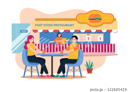 Fast Food Restaurant Illustration concept on white background 122685429
