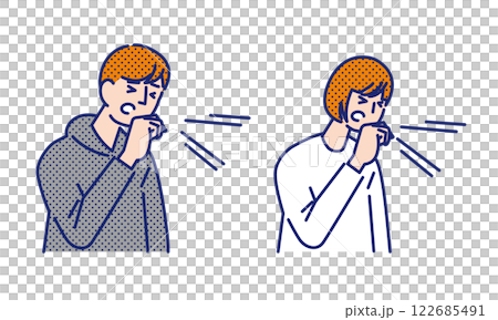 年輕男女因身體不適而咳嗽 122685491