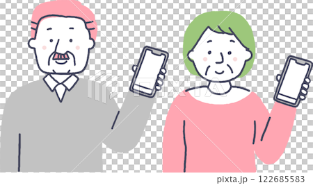 Senior men and women holding smartphones 122685583