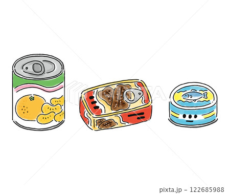 缶詰いろいろセット　水彩風 122685988