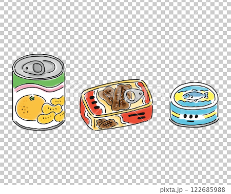 缶詰いろいろセット　水彩風 122685988