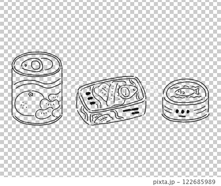 各種罐頭食品套裝，線畫 122685989