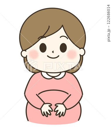 笑顔の妊婦さんのゆるかわイラスト 笑顔の妊婦さんのゆるかわイラスト 122686014