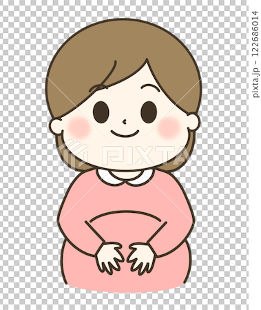 一位微笑的孕婦的可愛插圖 122686014