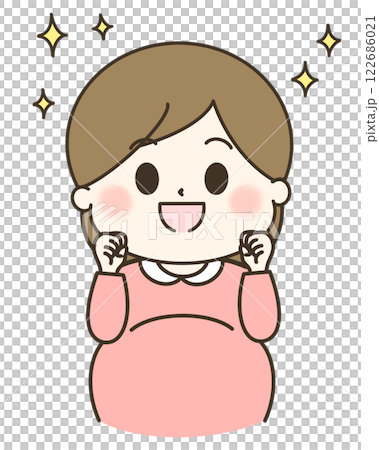 A cute illustration of a pregnant woman working hard A cute illustration of a pregnant woman working hard 122686021