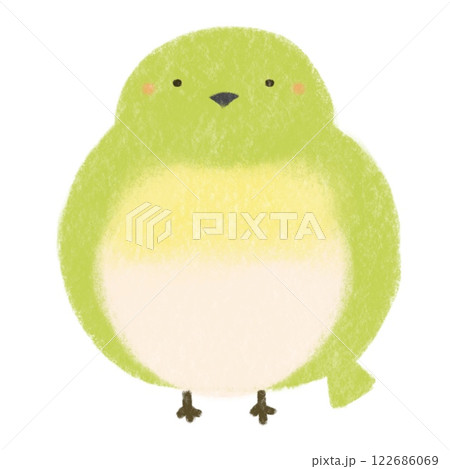 かわいいメジロの手書き風イラスト 122686069