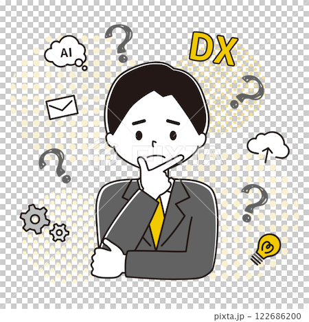 姿勢：一位不懂數位轉型的男子的插圖 122686200