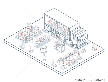 Smart warehouse automation integrates robotic systems and AGVs with sensors and AI to streamline material handling, navigation, and transport operations. Smart warehouse automation integrates robotic systems and AGVs with sensors and AI to streamline material handling, navigation, and transport operations. 122686244