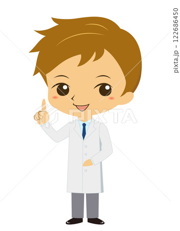 指差しをする白衣を着た男性、医者の全身 指差しをする白衣を着た男性、医者の全身 122686450