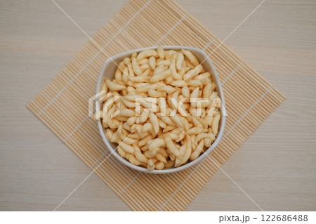 telur gabus sticks on white bowl 122686488