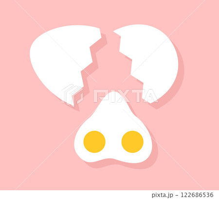 割れた双子の卵と殻のイラスト　ベクター 122686536