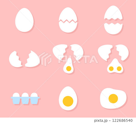 様々な卵のイラストセット ベクター 様々な卵のイラストセット ベクター 122686540