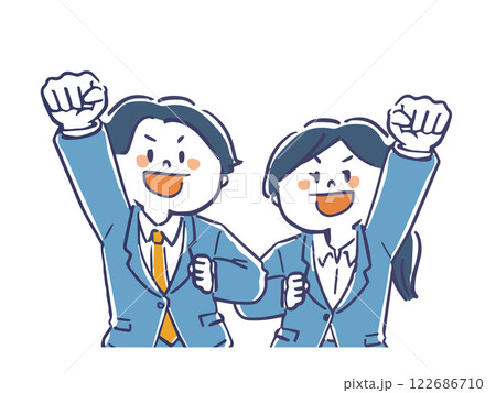 スーツを着た男女の明るいバストアップイラスト 122686710