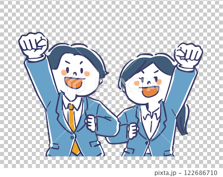 スーツを着た男女の明るいバストアップイラスト 122686710