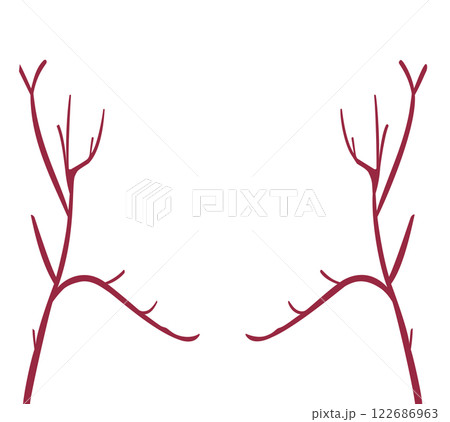 シンプルな桜の木の枝のみの背景素材イラスト 122686963