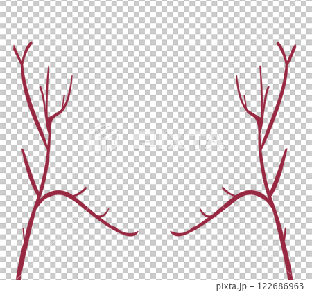 シンプルな桜の木の枝のみの背景素材イラスト 122686963