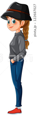 Stylish Girl in Casual Outfit 122687027