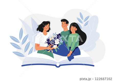 Students Give Flower Bouquets To The Teacher Students Give Flower Bouquets To The Teacher 122687102