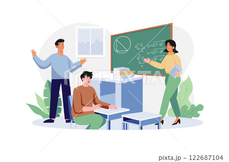Student Attending Maths Class Illustration concept on white background Student Attending Maths Class Illustration concept on white background 122687104