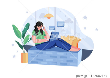 Freelancer Lady Working On Laptop Freelancer Lady Working On Laptop 122687135