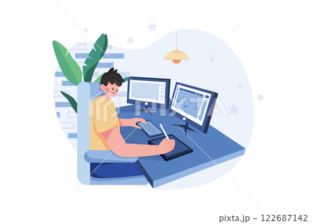 Female Designer Drawing Design With Tablet Female Designer Drawing Design With Tablet 122687142