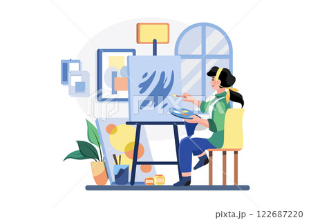 Artists express creativity through visuals. Artists express creativity through visuals. 122687220