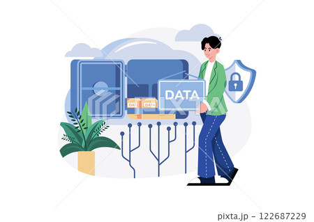 Cloud Data Center Illustration concept. A flat illustration isolated on white background 122687229