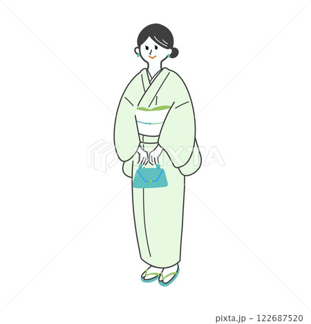 緑色の着物を着た女性 緑色の着物を着た女性 122687520