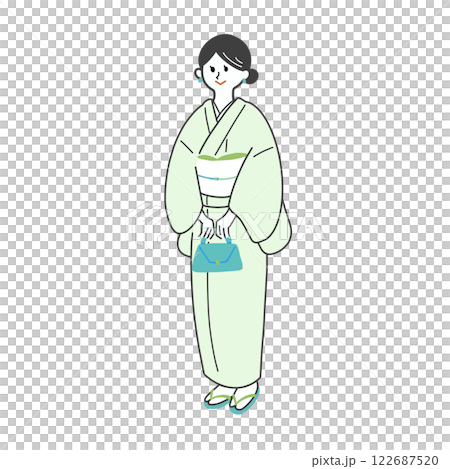 緑色の着物を着た女性 緑色の着物を着た女性 122687520