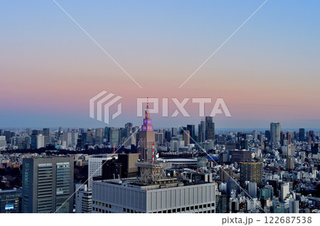 東京都庁 展望室から都市の夕景 東京都庁 展望室から都市の夕景 122687538