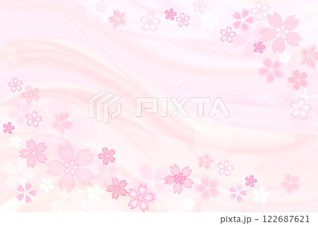 春の桜の和風 流れのピンク背景フレーム 122687621