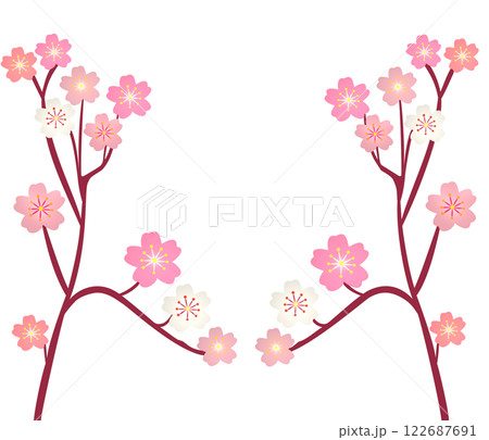 左右に配置したシンプルな桜の背景素材 122687691