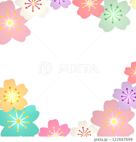 カラフルな花びらで円を描いた背景素材 カラフルな花びらで円を描いた背景素材 122687699