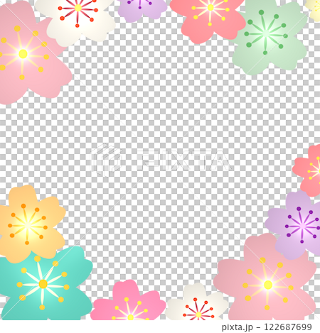 カラフルな花びらで円を描いた背景素材 カラフルな花びらで円を描いた背景素材 122687699