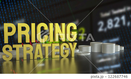 The Gold Pricing strategy  and coins for Business concept 3d Rendering. The Gold Pricing strategy  and coins for Business concept 3d Rendering. 122687746