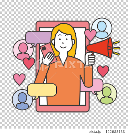 発信力のある女性のイラスト 122688188