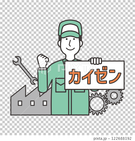 工場のカイゼンに取り組む男性作業員 122688192
