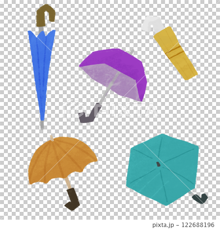 Hand drawn illustration set of various umbrellas 122688196