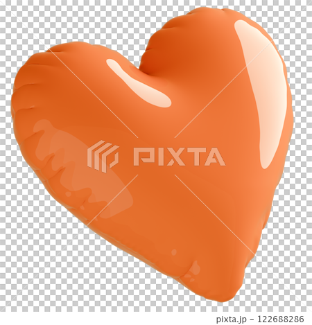 3D画像_ハートの風船_オレンジ 3D画像_ハートの風船_オレンジ 122688286
