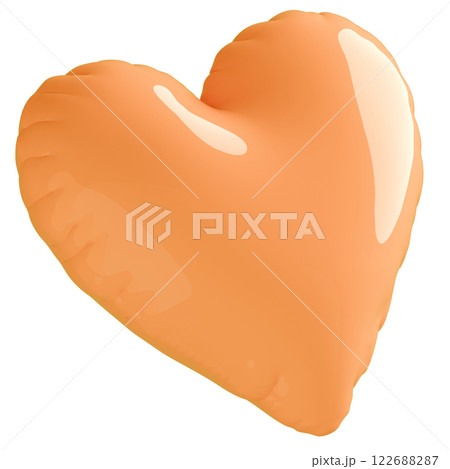 3D画像_ハートの風船_オレンジ 122688287