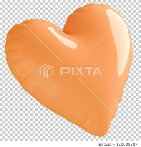 3D画像_ハートの風船_オレンジ 122688287