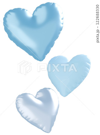 3D画像_ハートの風船_水色 122688330
