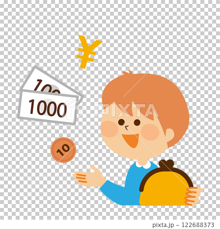 零用錢-兒童和金錢的例證 零用錢-兒童和金錢的例證 122688373