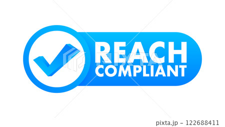 Reach compliant icon showing check mark and european union regulation compliance 122688411