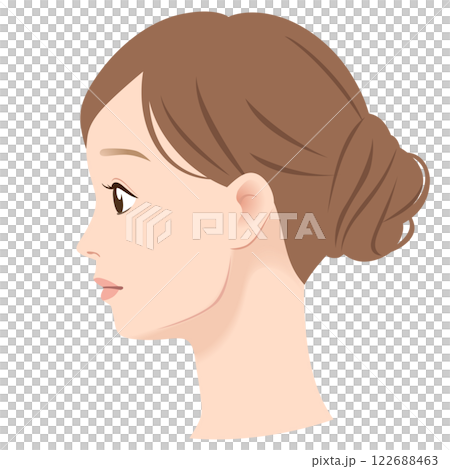 下顎線突出的女性側面照 122688463
