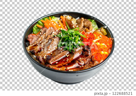 bowl of chirashi sushi, isolated on a white background 122688521