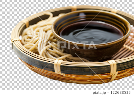 soba noodles with dipping sauce, isolated background soba noodles with dipping sauce, isolated background 122688533